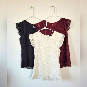 Bundle Of 3 Lace Blouse Sleeveless Cottage Fairy Academia Lolita Coquette Small